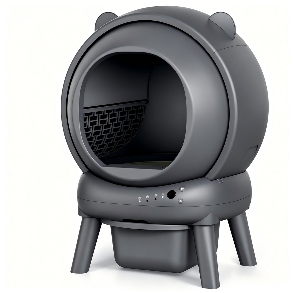 Vivirata Automatic Litter Box, Self Cleaning Litter Box with App Control, Large Capacity for Multiple Cats, Noise & Odor Control, Dual Safety Sensors, Easy Maintenance with 2 Roll Garbage Bags, Gray